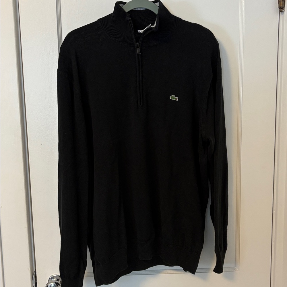 Lacoste Pullover Quarter Zip Black size 6 Large men’s alligator sweater